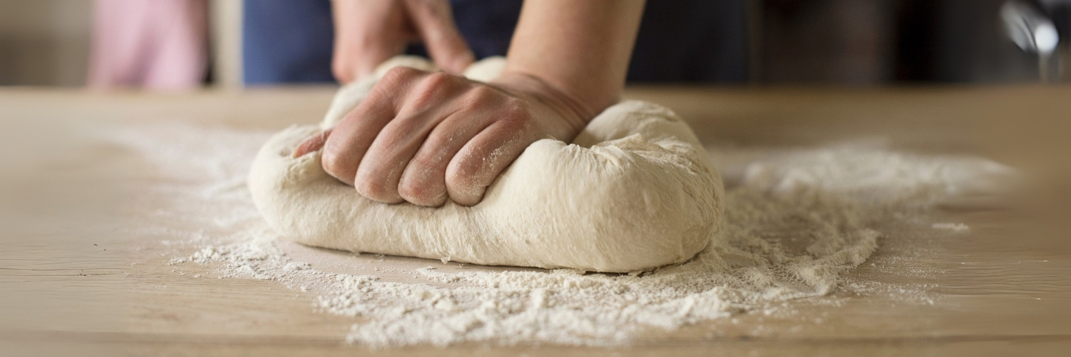 amasando masa de harina de trigo
